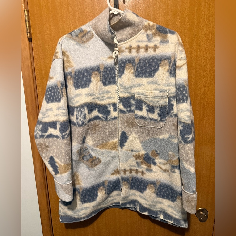 La SENZA Men's Blue and Cream Zip-Up Sweater